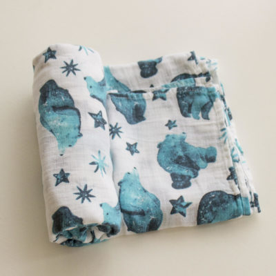 Swaddle Blanket, Galaxy Bear swaddle blanket, Muslin Blanket